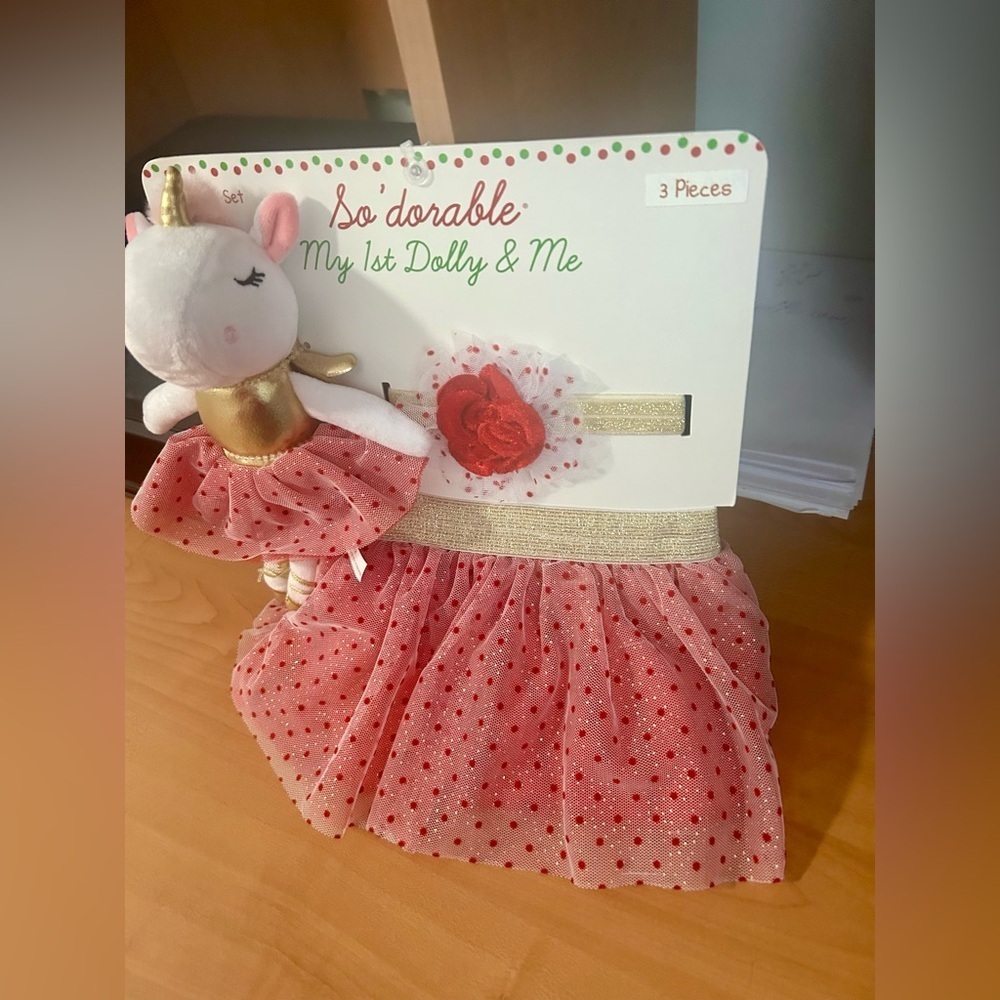 New My First Dolly & Me 3 piece set doll/skirt/headband toys